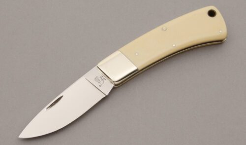 Hen & Rooster 107 Slip Joint Folder with Ivory Micarta handle material - Obverse Side - Item #KLC10505