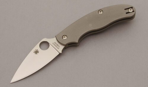 Spyderco Knives C94TIP UK Pen Knife with Titanium Frame handle material - Obverse Side - Item #KLC10526