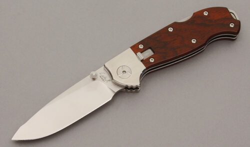LakeR Knives Model 1 Lockback Folder with Cocobolo Wood Handle Scales handle material - Obverse Side - Item #KLC10527