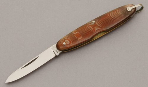 New York Knife Co. Pen Knife with Waterfall Celluloid Scales handle material - Obverse Side - Item #KLC10535