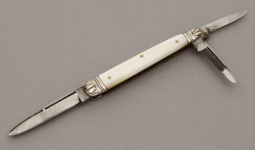 Lenox Cutlery Co. Whittler Pen Knife with Mother of Pearl Scales handle material - Obverse Side - Item #KLC10537
