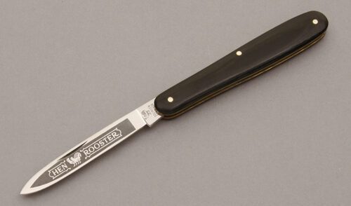 Hen & Rooster 281 Pen Knife with Black Micarta Handle Scales handle material - Obverse Side - Item #KLC10538