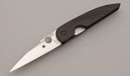 Spyderco Knives C153GP Des Horn Linerlock with Machined Black G-10 Scales handle material - Obverse Side - Item #KLC10543