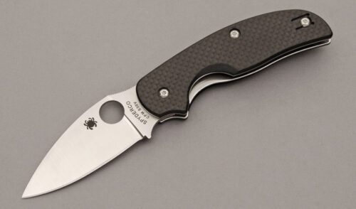 Spyderco Knives C129 Cat Linerlock Folder with Carbon Fiber Handle Scales handle material - Obverse Side - Item #KLC10545