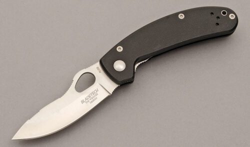 Blade-Tech Tim Wegner Design Linerlock with Black G-10 Scales handle material - Obverse Side - Item #KLC10546