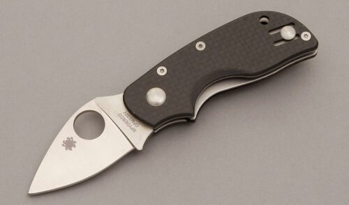 Spyderco Knives Chicago Linerlock Folder with Carbon Fiber Handle Scales handle material - Obverse Side - Item #KLC10550