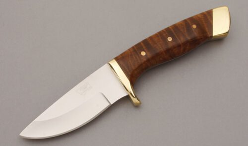 Bitterroot Blades Hunter with Curly Maple Handle Scales handle material - Obverse Side - Item #KLC10554
