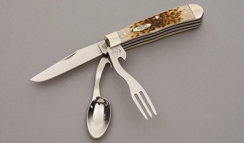 Case Cutlery 6354HB Hobo with Amber Jigged Bone Scales handle material - Obverse Side - Item #KLC10555