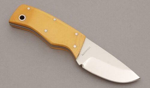 Vince Feragotti Small Hunter with Ivory Micarta Handle Scales handle material - Obverse Side - Item #KLC10575