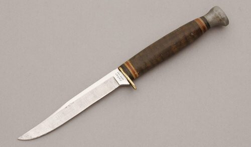 Ka-Bar Knives 1226 Small Hunter with Stacked Leather Handle handle material - Obverse Side - Item #KLC10576