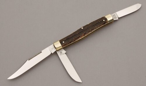 Hen & Rooster Stockman with Stag Handle Scales handle material - Obverse Side - Item #KLC10581