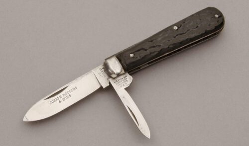 Joseph Rodgers & Sons Two Blade Jack with Black Molded Celluloid Scales handle material - Obverse Side - Item #KLC10583