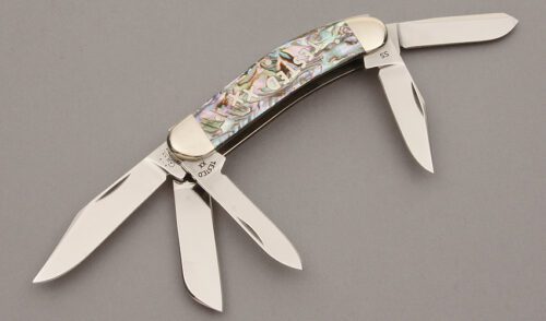 Case Cutlery TB8539 Five Blade Sowbelly with Abalone Handle Scales handle material - Obverse Side - Item #KLC10586