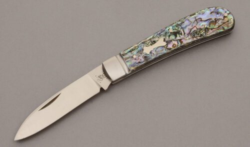 Case Cutlery TB812010 Tribal Spear with Abalone Scales handle material - Obverse Side - Item #KLC10588