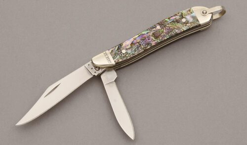 Case Cutlery 8220R Peanut with Abalone Handle Scales handle material - Obverse Side - Item #KLC10589