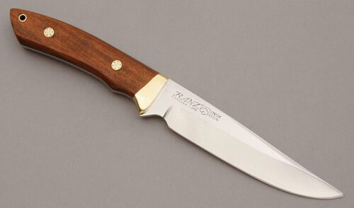 Jose Ranz Trailing Point Hunter with Osage Orange Wood Scales handle material - Obverse Side - Item #KLC10599