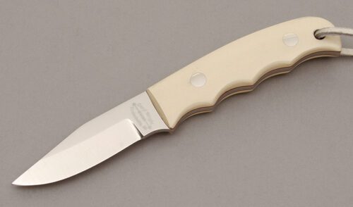 Deryl Wright Hunter with White Micarta Handle Scales handle material - Obverse Side - Item #KLC10606