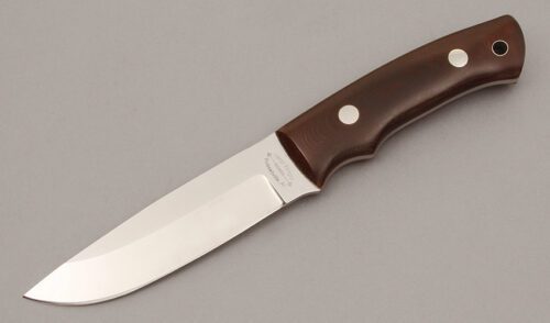 Deryl Wright Hunter with Burgandy Linen Micarta Scales handle material - Obverse Side - Item #KLC10607
