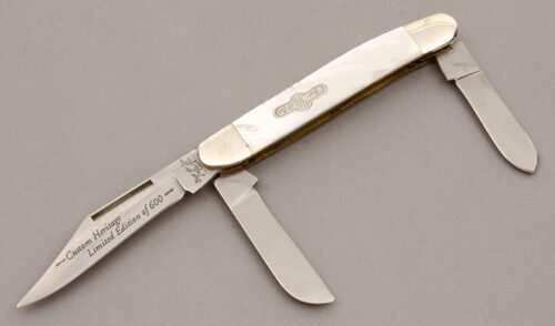 Bear & Son Cutlery Custom Heritage Stockman with Mother of Pearl Scales handle material - Obverse Side - Item #KLC10608