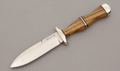 Morseth Knives Boot Dagger with Zebra Wood Handle handle material - Obverse Side - Item #KLC10610