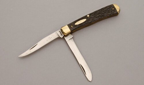 Ka-bar Knives Trapper with Jigged Delrin Scales handle material - Obverse Side - Item #KLC10615