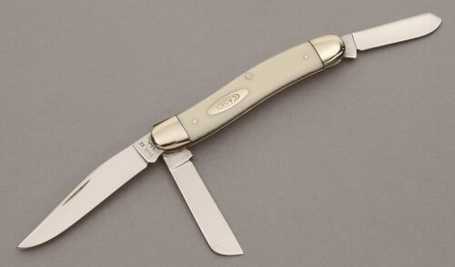 Case Cutlery 4318 NKC&DA Show Stockman with White Celluloid Scales handle material - Obverse Side - Item #KLC10617