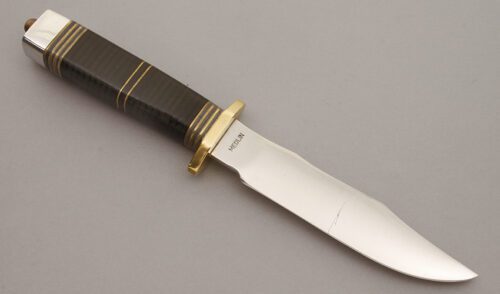 Floyd Medlin Clip Point Hunter with Stacked Leather Handle handle material - Obverse Side - Item #KLC10621