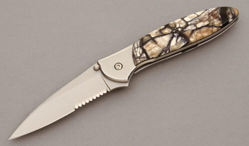 Kershaw Knives 1660 Leek Folder with Mammoth Tusk handle material - Obverse Side - Item #KLC10624