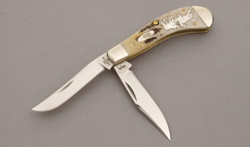 Case Cutlery TB6.52110 Saddlehorn Trapper with Bone Stag Handle Scales handle material - Obverse Side - Item #KLC10625