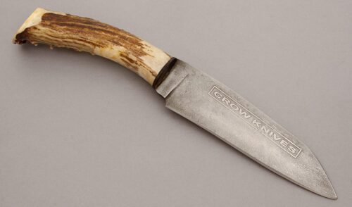 Crow Knives Damascus Hunter with Stag Handle handle material - Obverse Side - Item #KLC10629