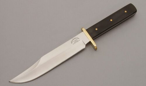 Blackstone Knives Clip Point Hunter with Black Linen Micarta Scales handle material - Obverse Side - Item #KLC10633