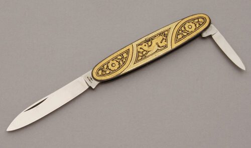 Ipaya Gents Pen Knife with Steel Frame handle material - Obverse Side - Item #KLC10646