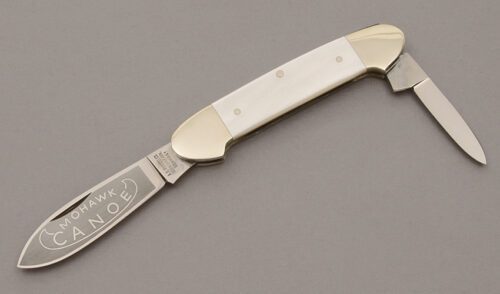 A.G. Russell Two Blade Mohawk Canoe with Mother of Pearl Scales handle material - Obverse Side - Item #KLC10658