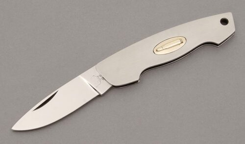 Hen & Rooster CM-9 .300 Savage Canoe with Stainless Steel Frame handle material - Obverse Side - Item #KLC10667