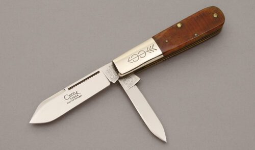 Cripple Creek Two Blade Barlow with Sawcut Brown Bone Scales handle material - Obverse Side - Item #KLC10670