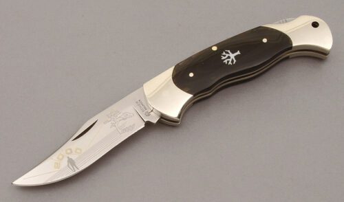 Boker Knives Model 2004 Lockback Folder with Nickel Silver Frame handle material - Obverse Side - Item #KLC10683