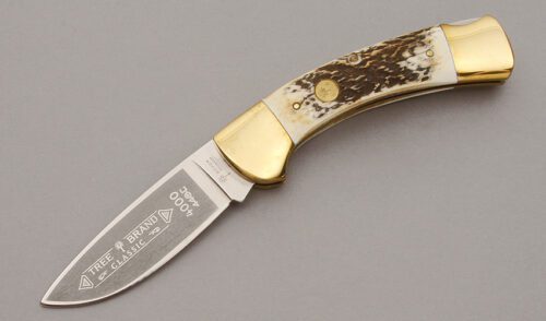 Boker Knives Model 4000 Lockback Folder with Stag Handle Scales handle material - Obverse Side - Item #KLC10687