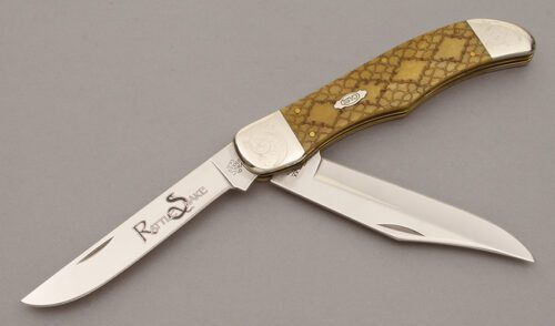 Case Cutlery 6265 Rattle Snake Trapper with Smooth Bone Handle Scales handle material - Obverse Side - Item #KLC10688