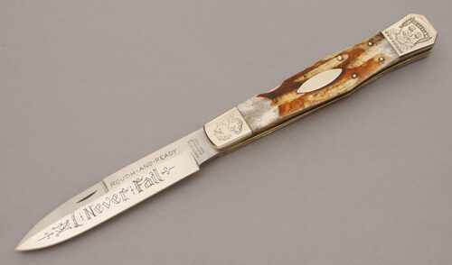Parker Cutlery Rough and Ready Folding Bowie with Jigged Bone Scales handle material - Obverse Side - Item #KLC10697