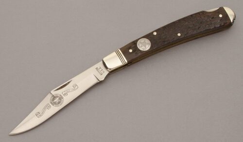 Western Cutlery 175th Anniv. Texas Ranger with Jigged Bone Handle Scales handle material - Obverse Side - Item #KLC10698