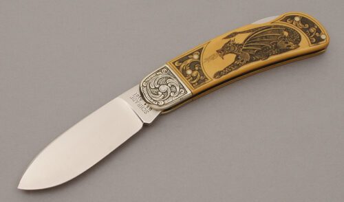 Schrade Cutlery 51OT Custom Lockback with Westinghouse Paper Micarta handle material - Obverse Side - Item #KLC10700
