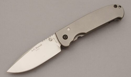 A.G. Russell Acies I Framelock with Titanium Frame handle material - Obverse Side - Item #KLC10708