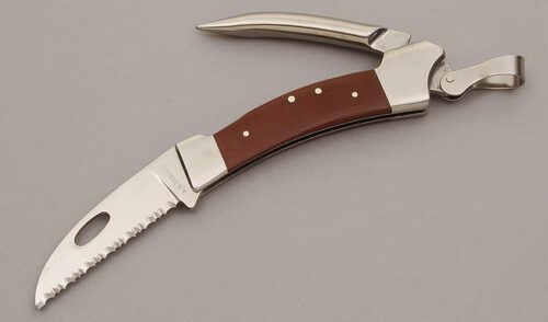 A.G. Russell Sailors Knife with Coral Rucarta Scales handle material - Obverse Side - Item #KLC10728