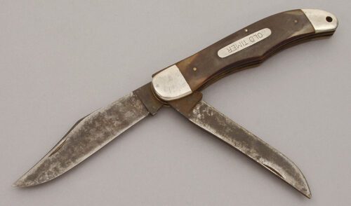 Schrade Walden Old Timer Folding Hunter with Sawcut Delrin Scales handle material - Obverse Side - Item #KLC10737