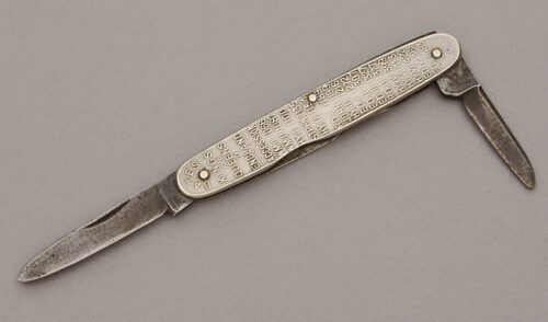 John Watts Cutlery Kings & Queens Two Blade Pen with Cast Aluminum Scales handle material - Obverse Side - Item #KLC10752