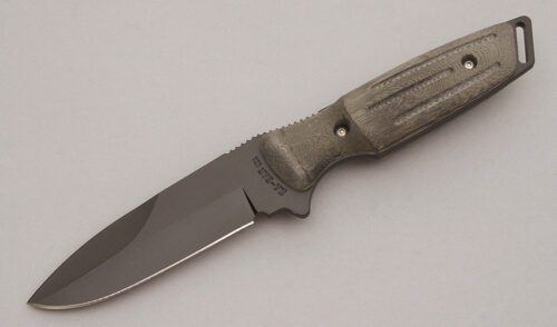 Ka-Bar Knives 1461 Impact Series Spear Point with Gray Canvas Micarta Scales handle material - Obverse Side - Item #KLC10767