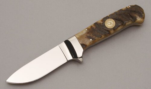 Canal Street Cutlery D'Holder Drop Point Hunter with Rams Horn Handle Scales handle material - Obverse Side - Item #KLC10768