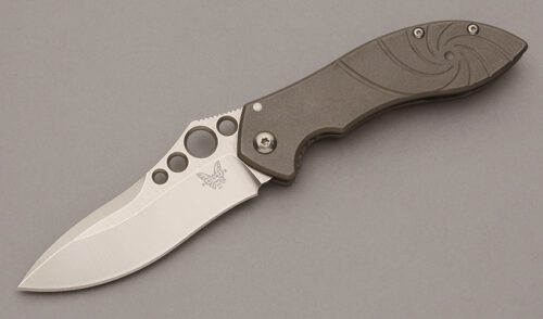 Benchmade Knives 635 Mini Skirmish Framelock with Machined Titanium Frame handle material - Obverse Side - Item #KLC10771