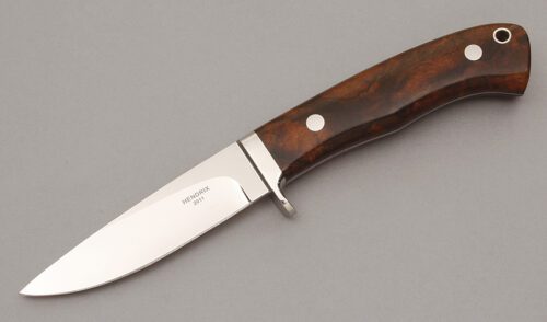 Wayne Hendrix Model 32 Drop Point Hunter with Desert Ironwood Handle Scales handle material - Obverse Side - Item #KLC10773