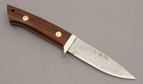 Kanetsune Japanese Hunter with Cocobolo Wood Handle Scales handle material - Obverse Side - Item #KLC10774